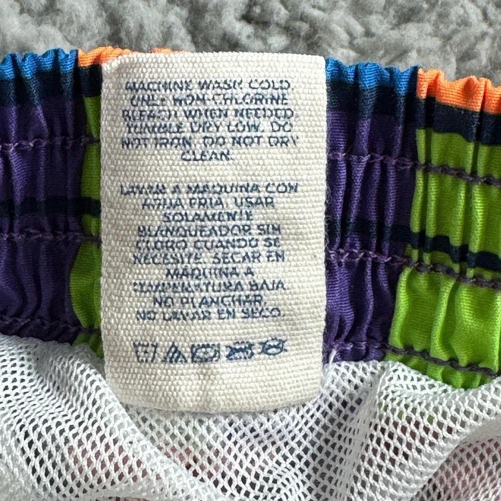 Vintage 90's OP Ocean Pacific Youth Small 6/7‎ Neon Swim Trunks Board Shorts
